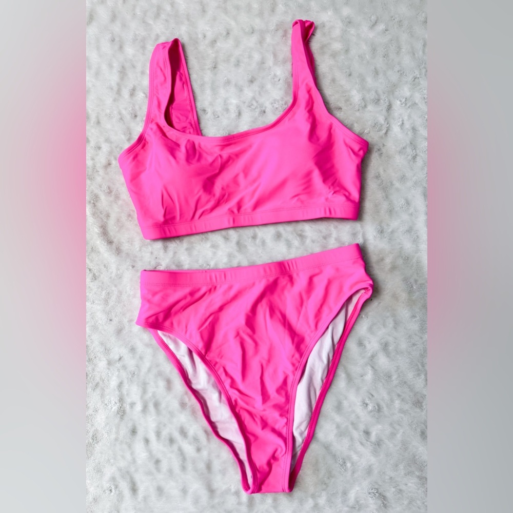 NWOT- AMAZON Hot Pink Cheeky Bikini Swim Set